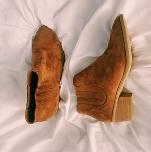 Tan suede ankle booties